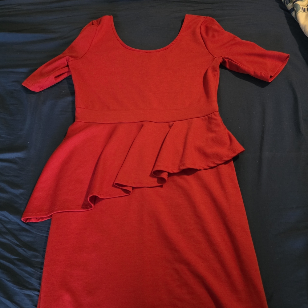 Elegant Red Peplum Dress